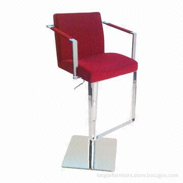 Armrest Bar Stool, Made of PU/Fabric and Chrome Frame with Pedal